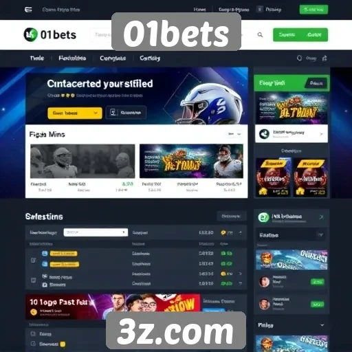 Interface do usuário do site 01bets